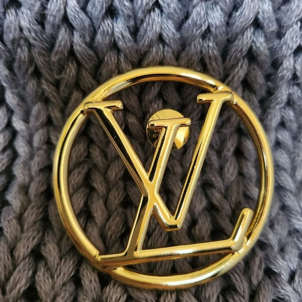 Gold LV Logo Brooch